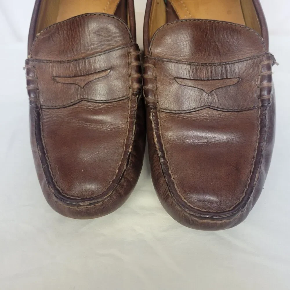 POLO RALPH LAUREN Size 9D Reynold Men's Driving Mocs Brown Leather‎
